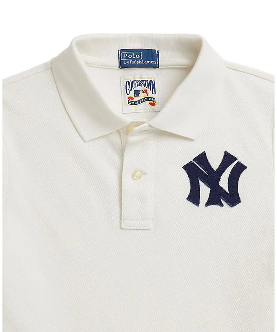 Поло-рубашка Yankees с планкой на двух пуговицах для девочек 7-16 лет Polo Ralph Lauren, deckwash белый — фото 3