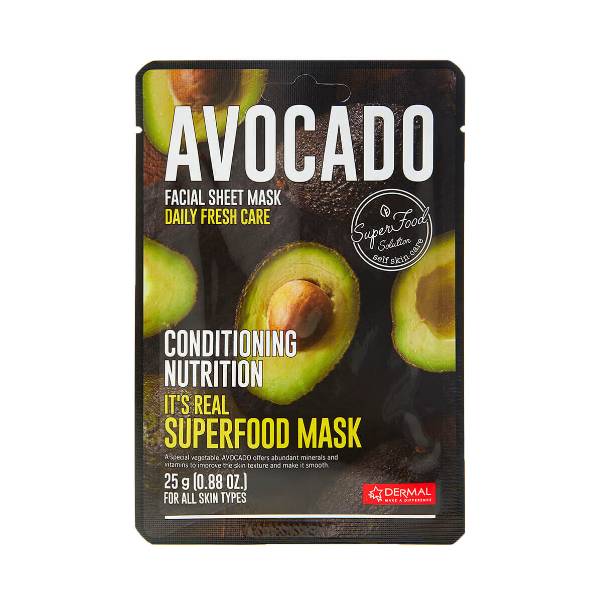 

Питательная маска для лица в листе Dermal It'S Real Superfood Mask, 25 мл