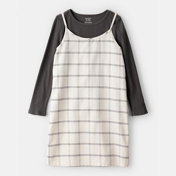 

Детский комплект из платья и топа с длинным рукавом в клетку для девочек 4-8 лет Carter'S
