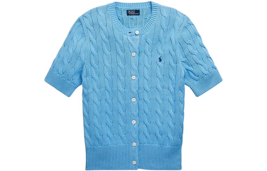 

Трикотажная женская синяя футболка Polo Ralph Lauren