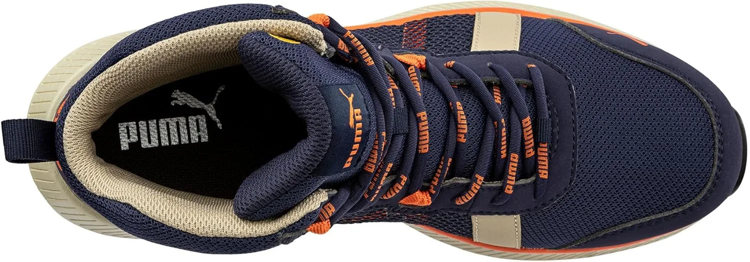 Мужские защитные кроссовки PUMA Rival MID S1PS ESD, с защитным носком, противоскользящим покрытием, легкие, синий/оранжевый — фото 3