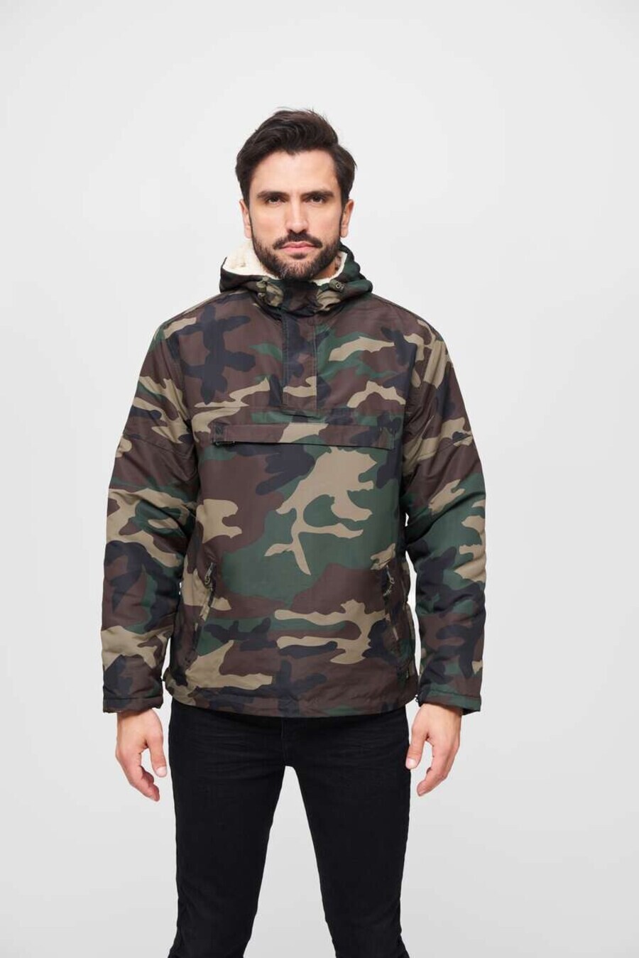 Всесезонная куртка Brandit Between-Season Jacket Sherpa, цвет dark brown/olive/fir — фото 2