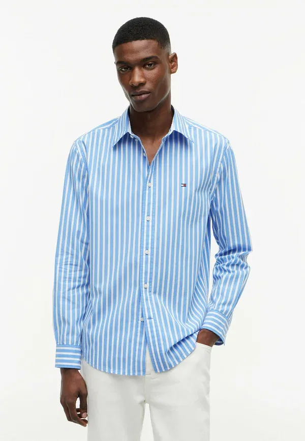 Рубашка Tommy Hilfiger Flex poplin seasonal stripe sht seasonal pattern shirt, синяя полоска