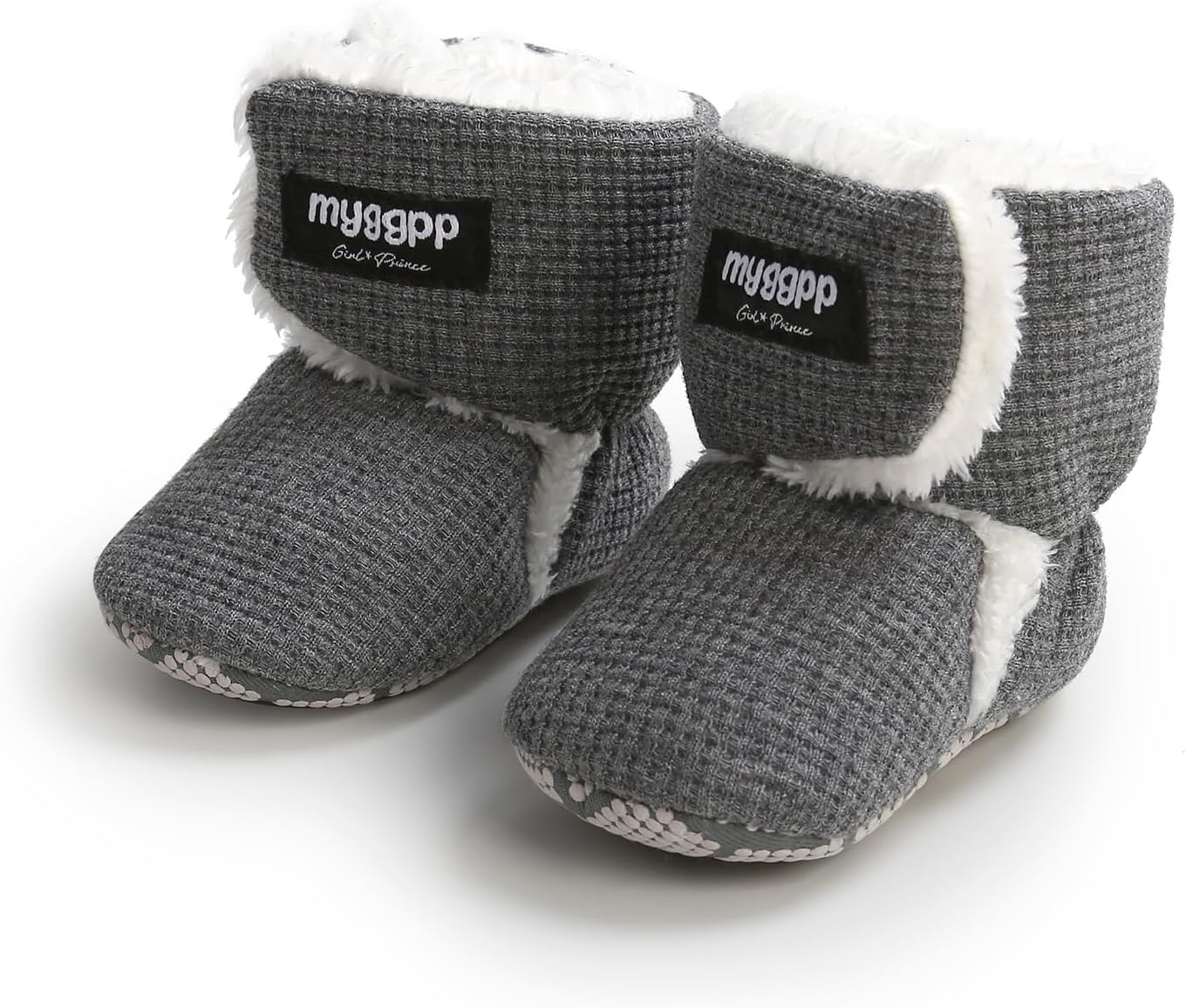 

Детские зимние ботинки для мальчиков и девочек, теплые флисовые снежные сапожки с носочками, для новорожденных, нескользящие Purepips, Grey