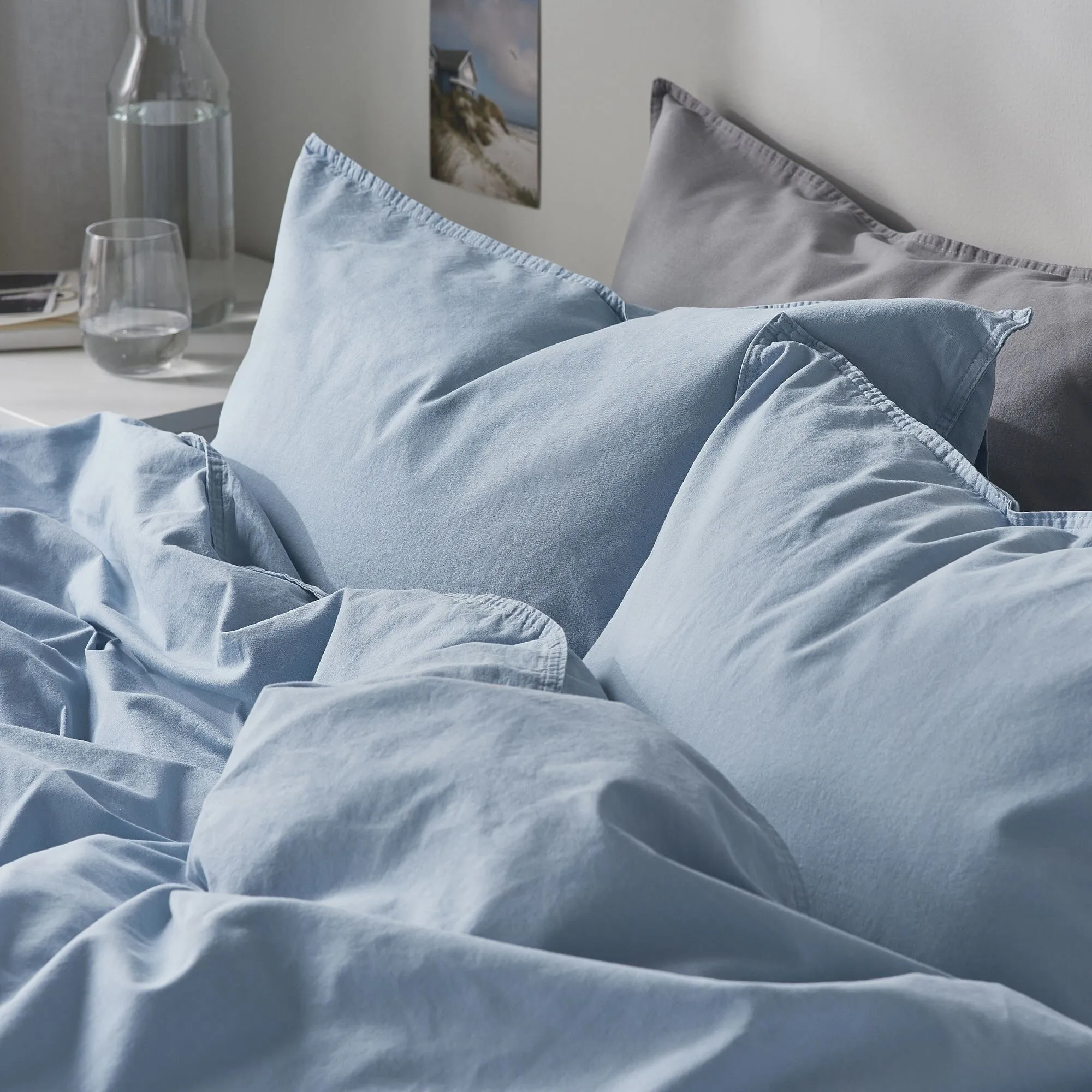 Комплект постельного белья Ikea Angslilja, 2 предмета, 150х200/50х60 см, серо-голубой — фото 3