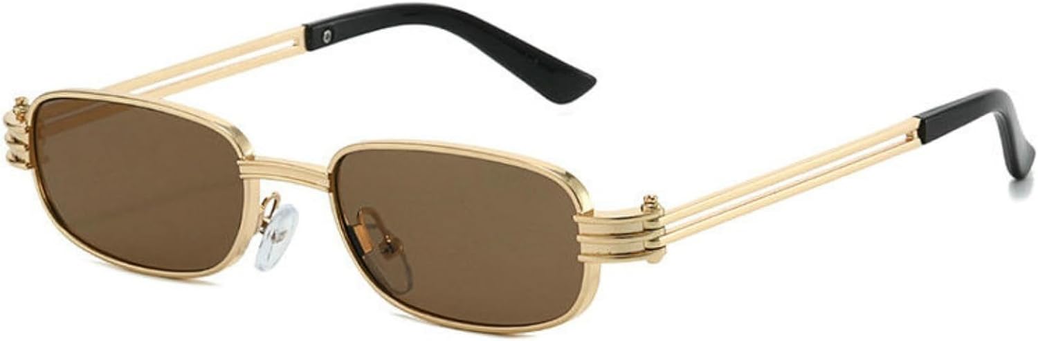 

Willochra Модные прямоугольные солнцезащитные очки для женщин, винтажные маленькие квадратные солнцезащитные очки в стиле ретро с узкой золотой оправой, черные панк-очки, C7