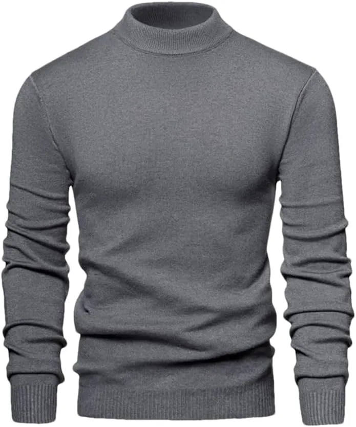 

Мужской полувысокий воротник slim fit простой пуловер