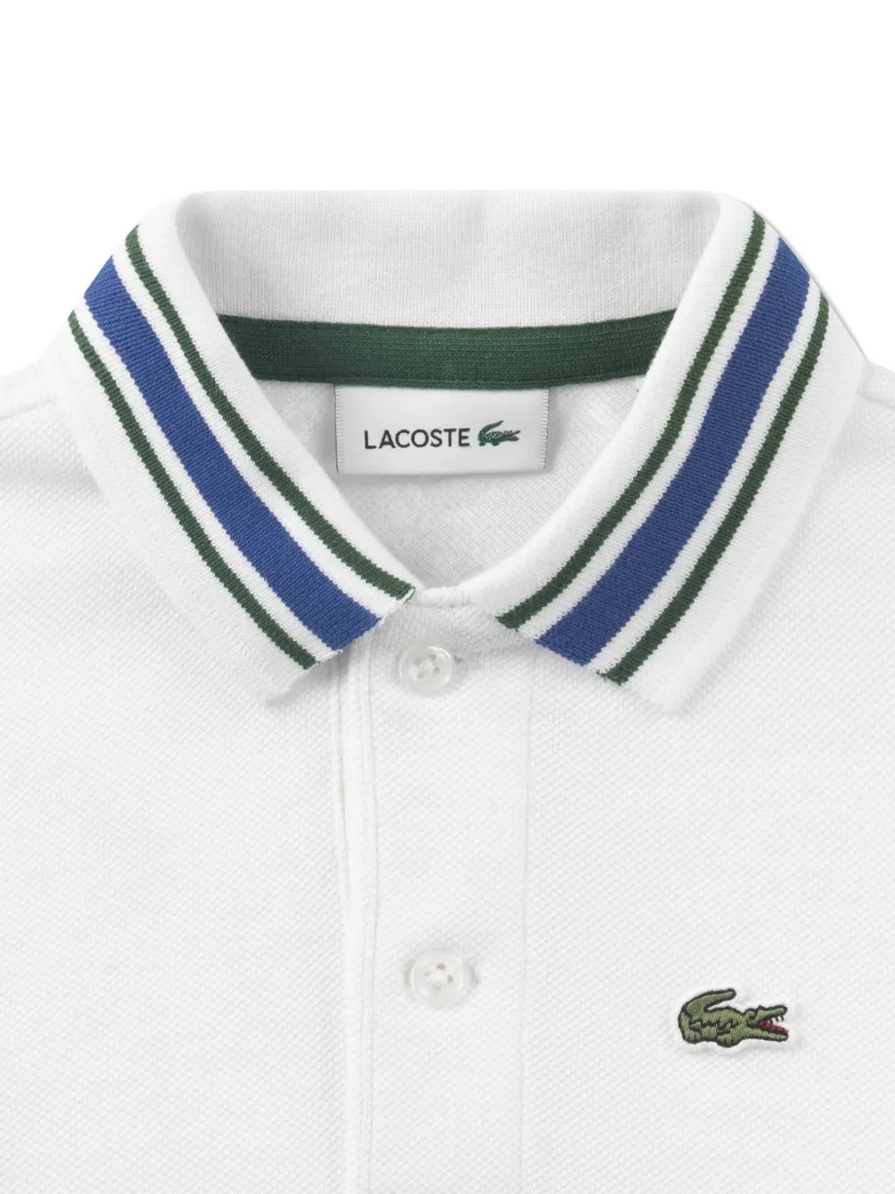 Поло с полосатым воротником Lacoste Kids, белый — фото 3