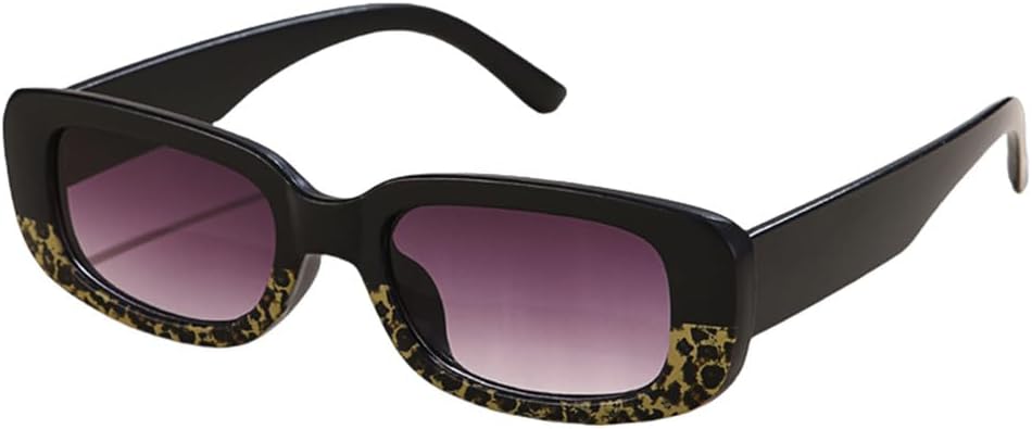 

Ретро-солнцезащитные очки маленького прямоугольного размера для женщин, популярные модели с металлическими шарнирами, модные мужские солнцезащитные очки UV400 HVTVTLA, Black Leopard Grey