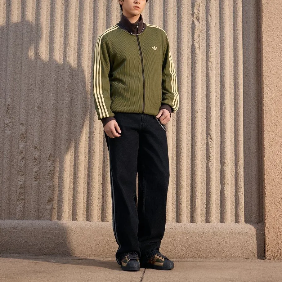 Adidas Originals Куртка мужская зеленая с отложным воротником — фото 3