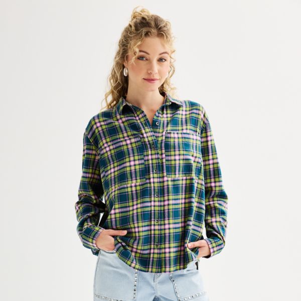 

Детская оверсайз рубашка из фланели на пуговицах So, цвет navy green plaid
