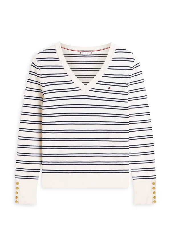 Джемпер из тонкого трикотажа с v-образным вырезом Tommy Hilfiger, Calico/Dark Navy Blue — фото 4