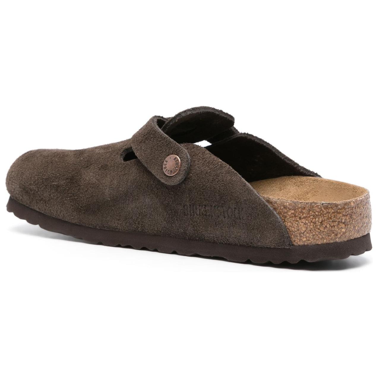 Бостонские замшевые тапочки Birkenstock, Умбра — фото 4