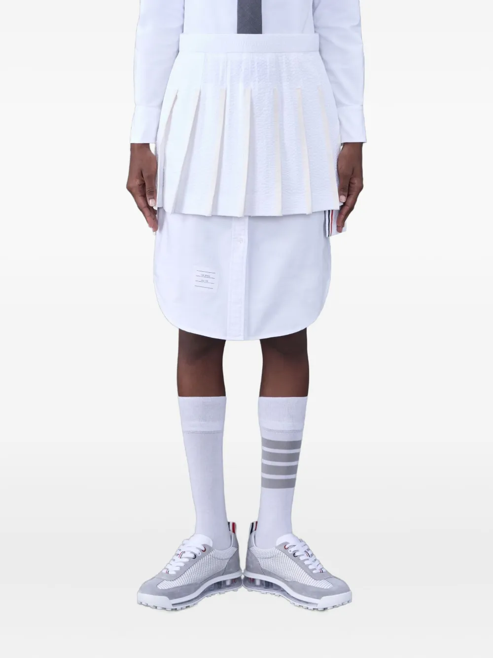 

Плиссированная мини-юбка THOM BROWNE, белый
