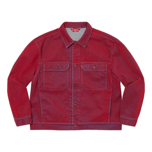 

Куртка flocked denim trucker jacket 'purple' Supreme, фиолетовый