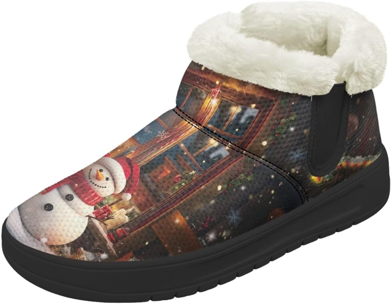 

Рождественские снежные ботинки Forchrinse для женщин и мужчин, зимние теплые ботильоны, удобные, с легким надеванием, походные ботинки, рождественская обувь, Christmas Snowman Printed
