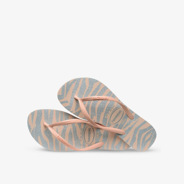 Тонкие резиновые шлепанцы с принтом «зебра» Havaianas, розовый — фото 4