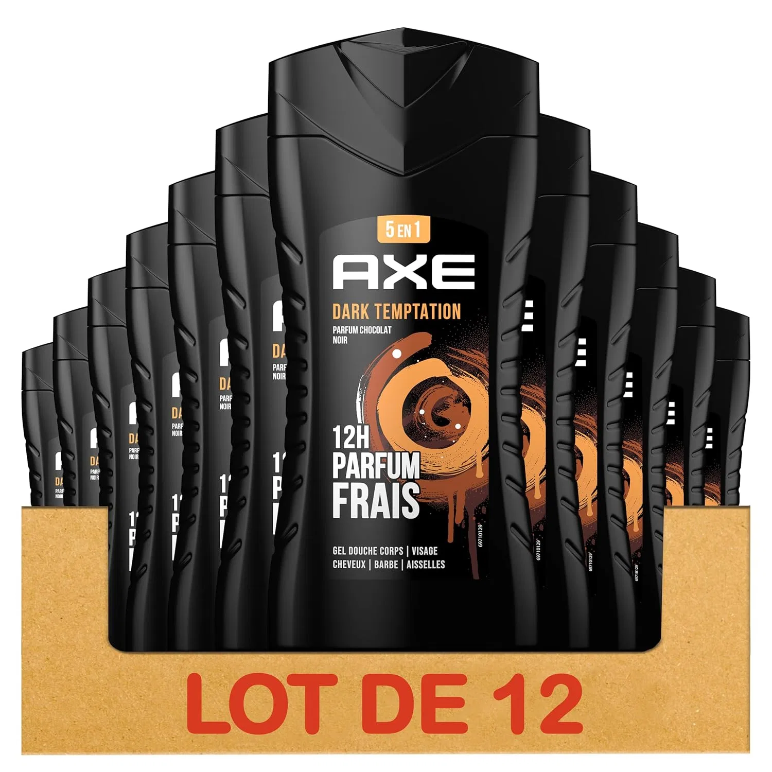 Мужской увлажняющий гель для душа 5 в 1 Dark Temptation 250 мл, 12 шт. от AXE Axe