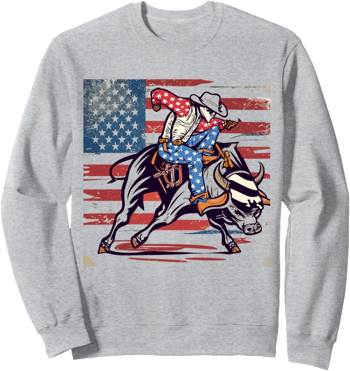 

Толстовка с изображением наездника на быке, ковбоя, родео и американского флага Usa Bull-Riding America Rodeo'S Gifts, серый
