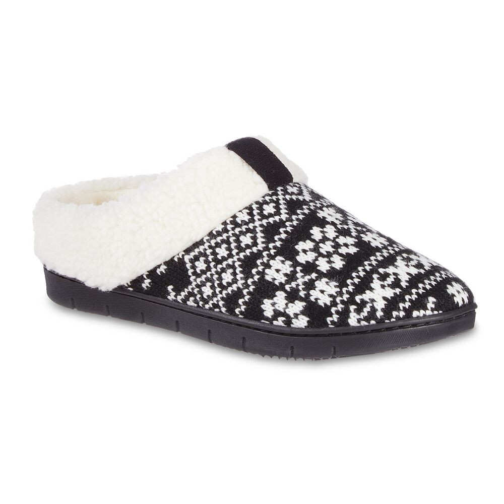 Изотонер Женские тапочки Heritage Fairisle из пены с эффектом памяти и капюшоном Isotoner, цвет Black Ivory