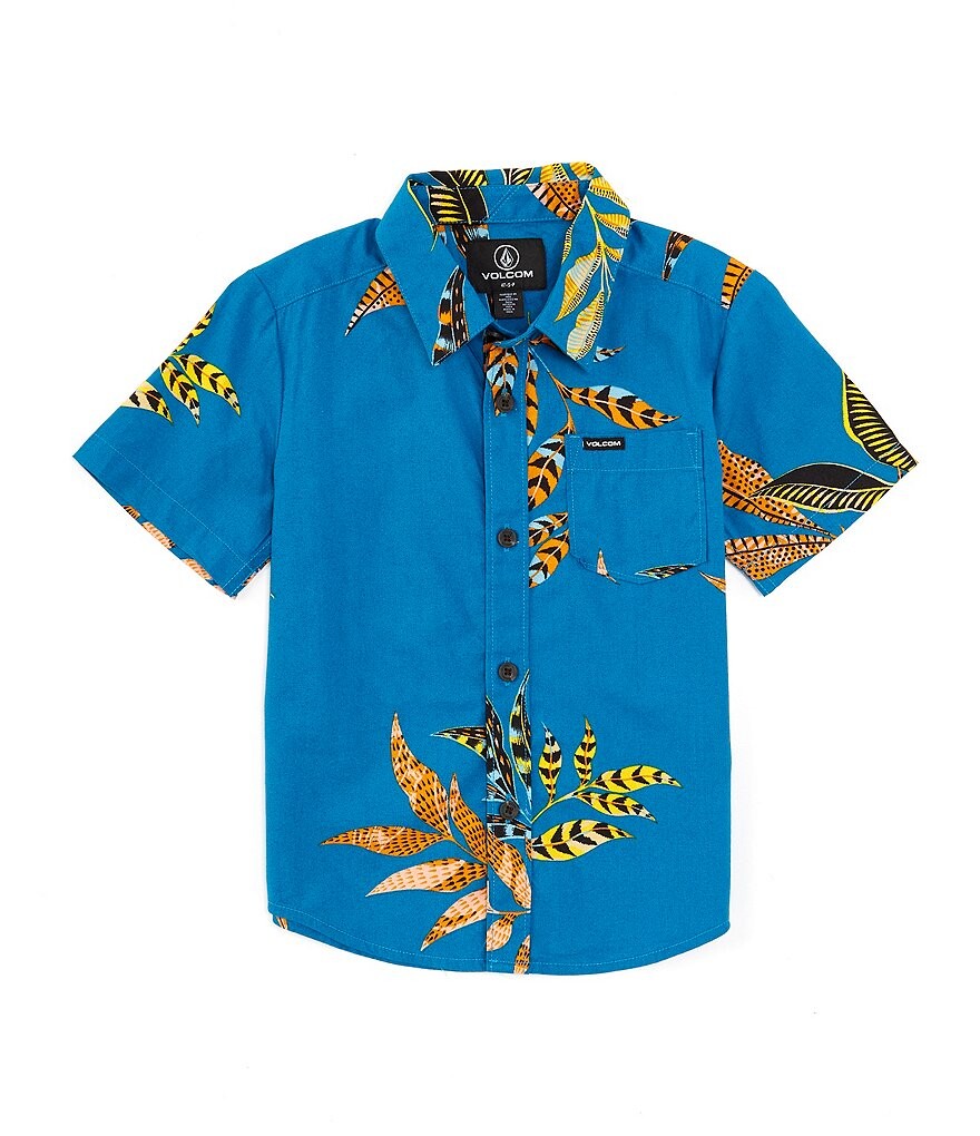 

Рубашка с коротким рукавом Paradiso с цветочным принтом Volcom Little Boys 2T-7, синий