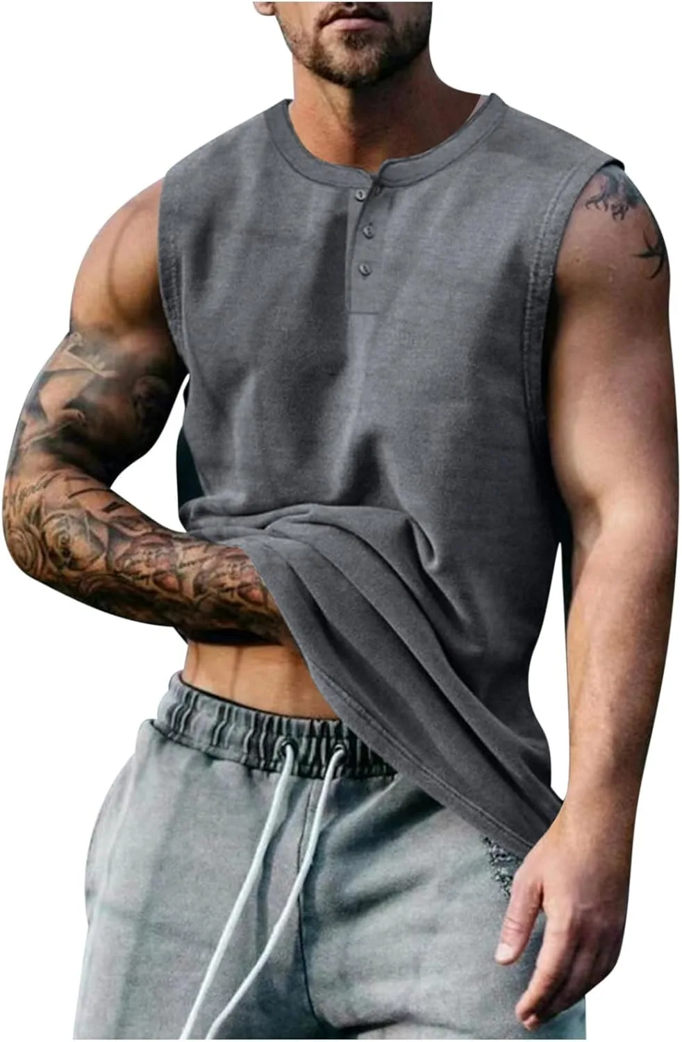 

Мужская майка Muscle Henley с круглым вырезом для тренировок