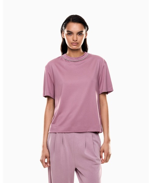 

Футболка с круглым вырезом, из смеси вискозы EMPORIO ARMANI EA7, сиреневый