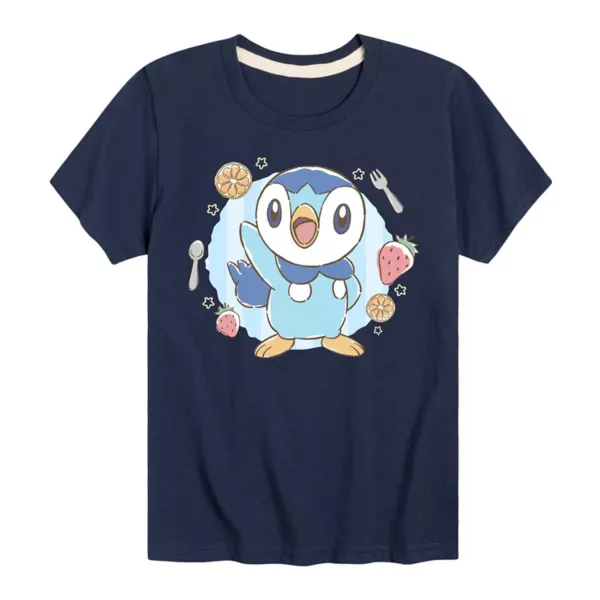 

Футболка с принтом «Pokemon Cafe Piplup» для мальчиков 8-20 лет Licensed Character, синий