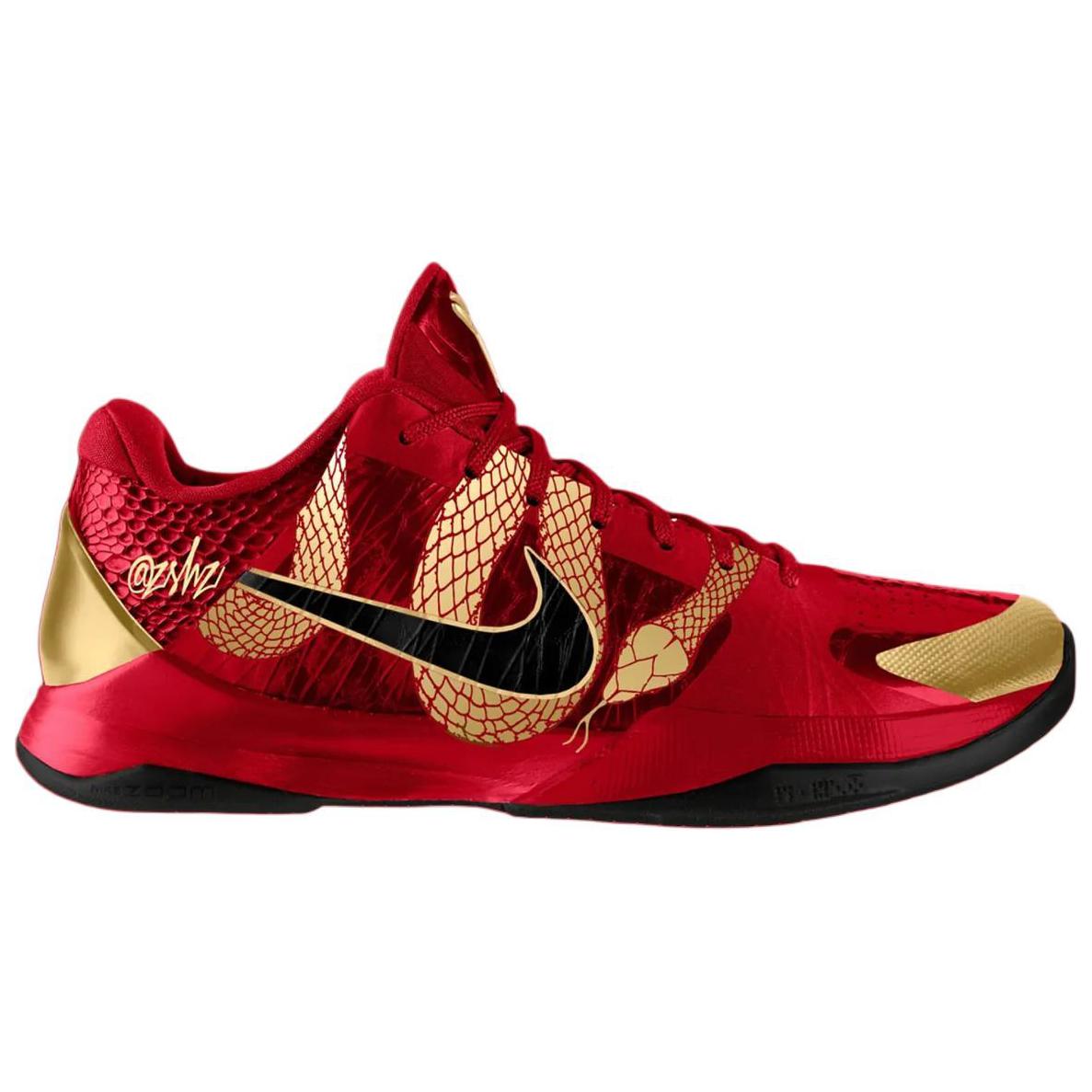 Кобе 5 Протро год змеи университетский Nike, красный/Metallic/черный — фото 4