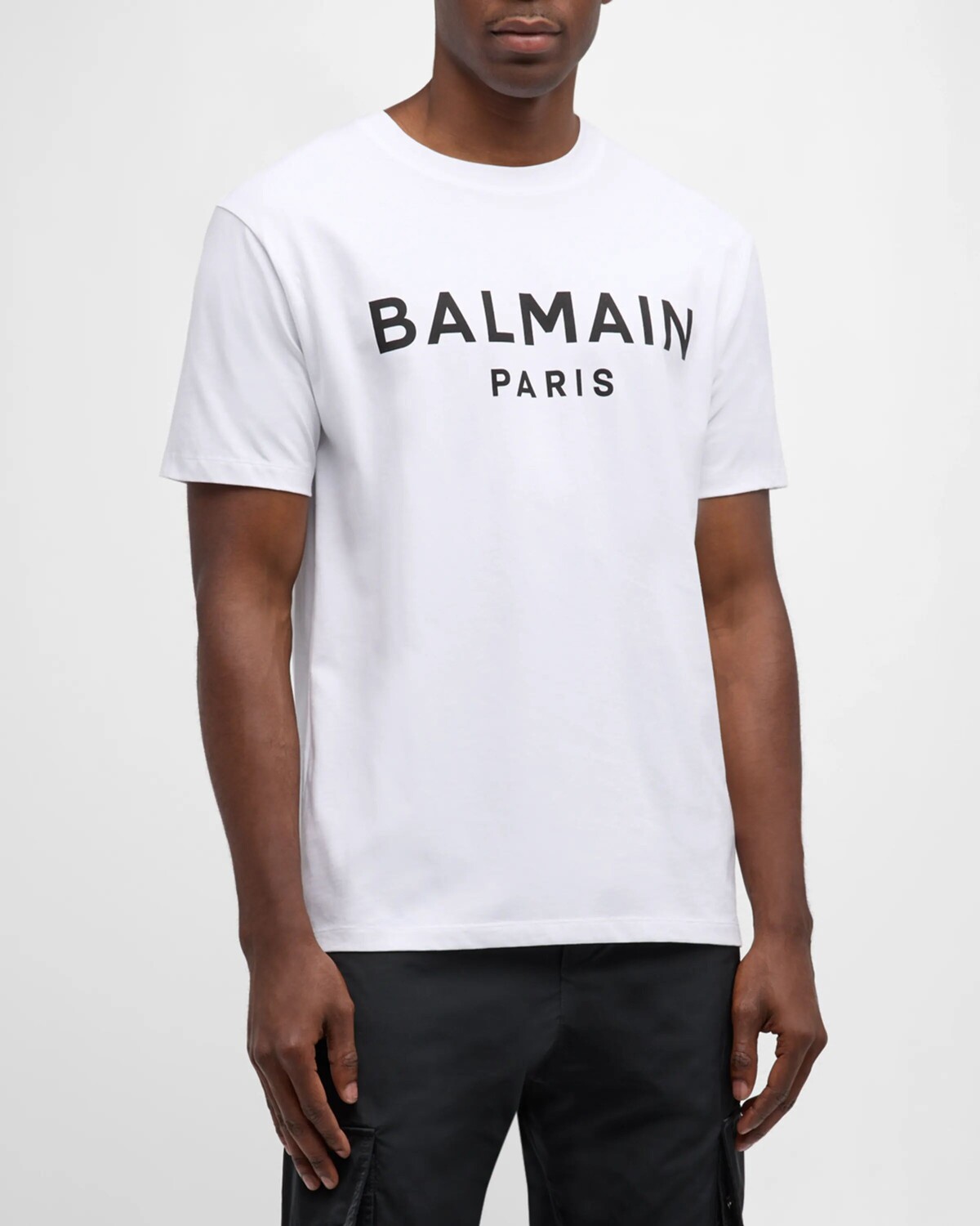 

Мужская футболка с логотипом Balmain, цвет White/Blk