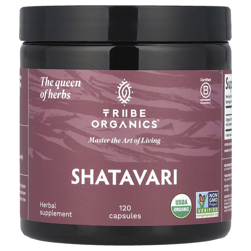 

Tribe Organics, Шатавари, 1000 мг, 120 капсул (500 мг в каждой капсуле)