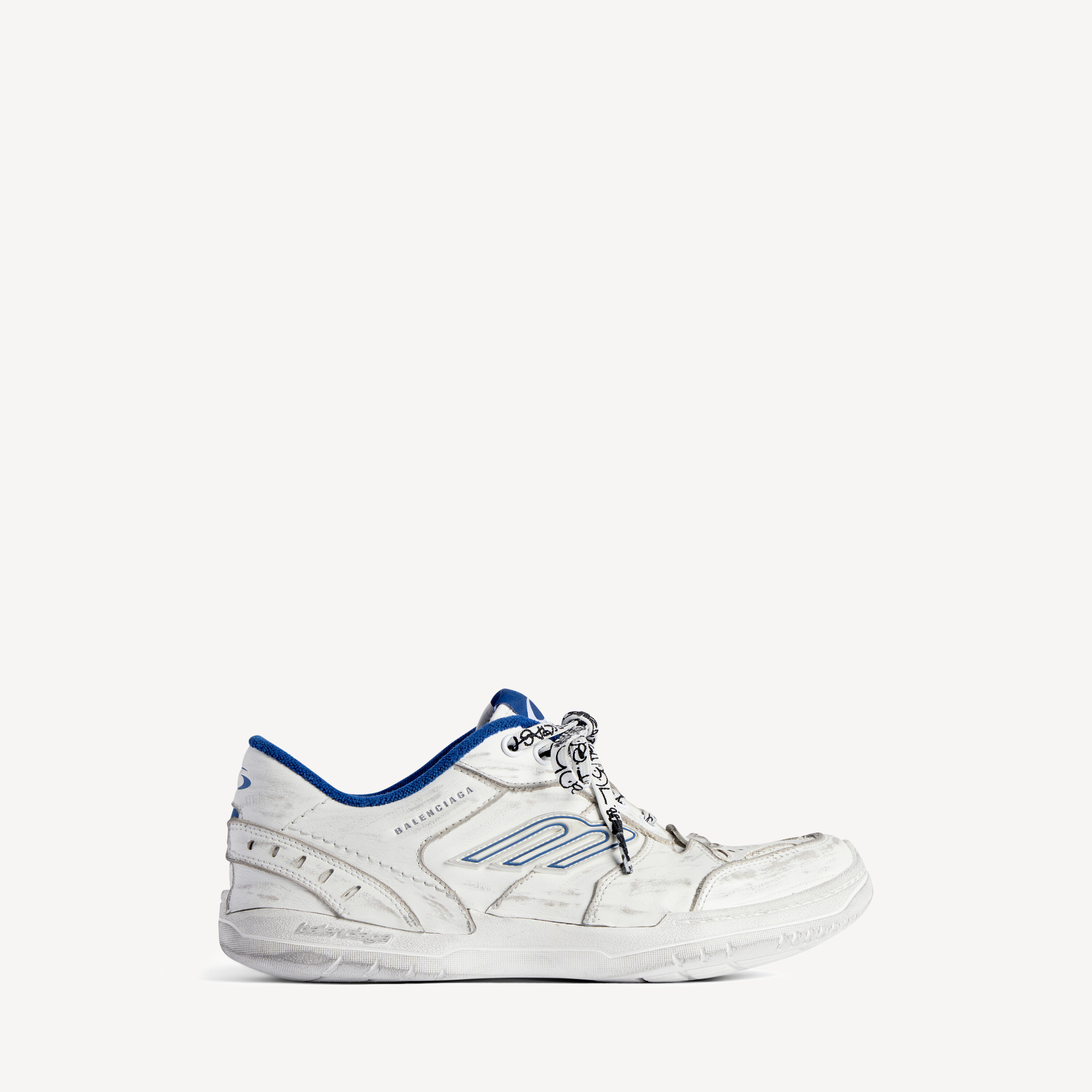 

Мужские кроссовки hamptons с эффектом износа белого, темно-синего и серого цветов BALENCIAGA, темно-синий/серый/белый