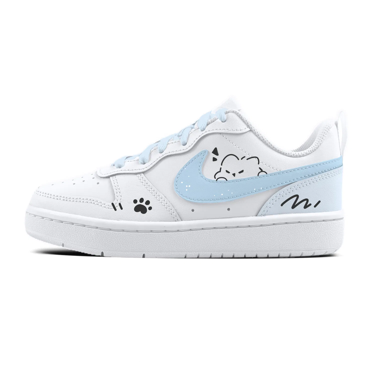 Детские скейтбордические кроссовки Court Borough Blue Hook Milk Cat Leather White Unisex Nike