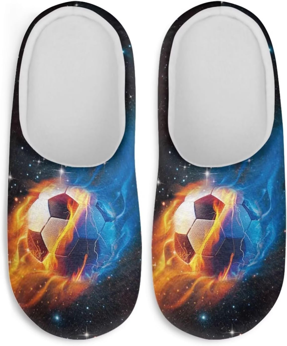 

Домашние тапочки Yuolagixn Plus для мужчин, теплые флисовые тапочки для дома, удобные мягкие домашние обувь, размер 3-12, Soccer Fire