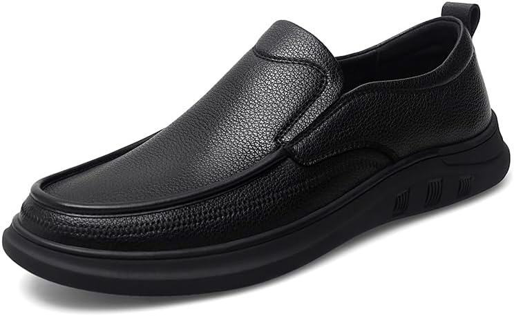 

Мужские туфли без шнурков из натуральной кожи с мягкой подошвой и верхом, подходящие для повседневного делового стиля Tgrnfhkpyy, черный