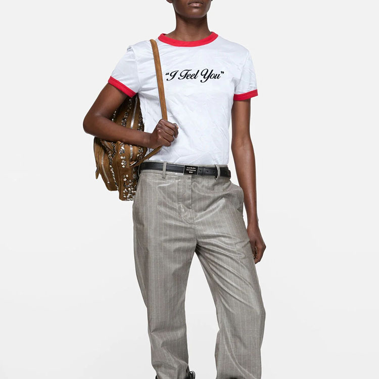 Футболка с втачным рукавом для женщин Acne Studios, белый/красный — фото 3
