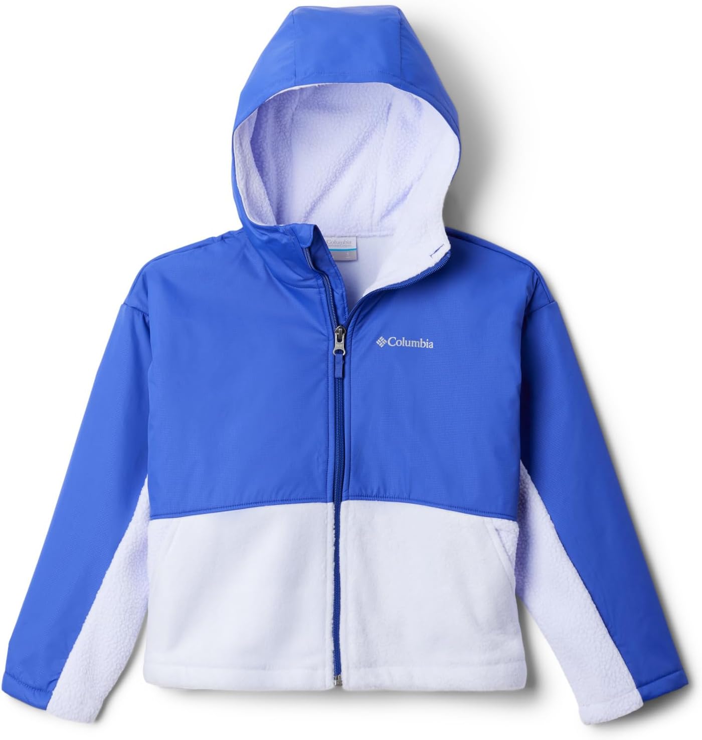 

Columbia детская толстовка Benton Springs Novelty с капюшоном из флиса, Snowdrift/Clematis Blue