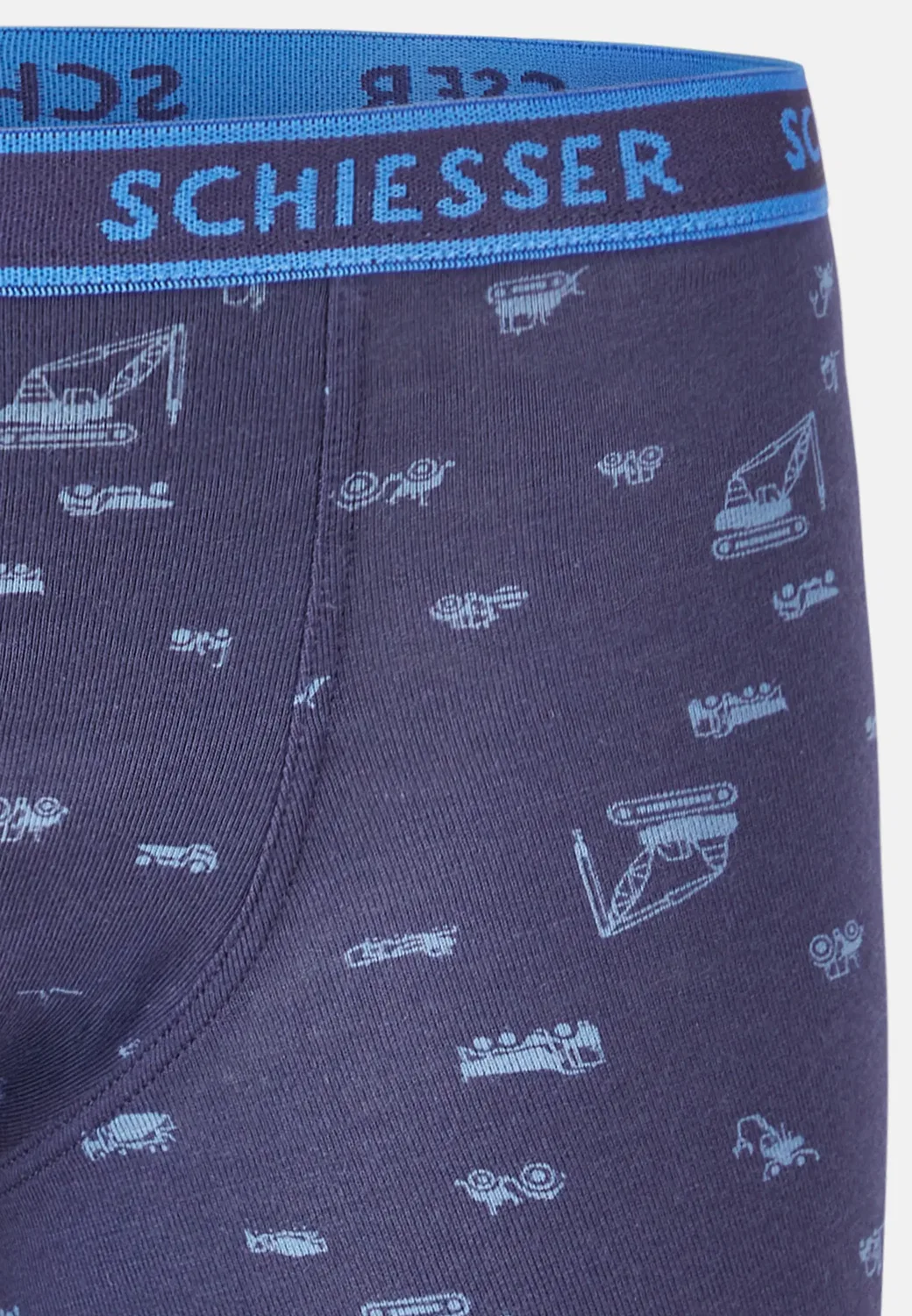Шорты хлопковые с эластаном Schiesser, синий с узором — фото 2