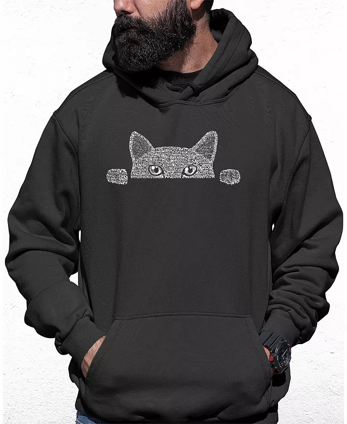 

Мужская худи с принтом Peeking Cat Word Art LA Pop Art, серый
