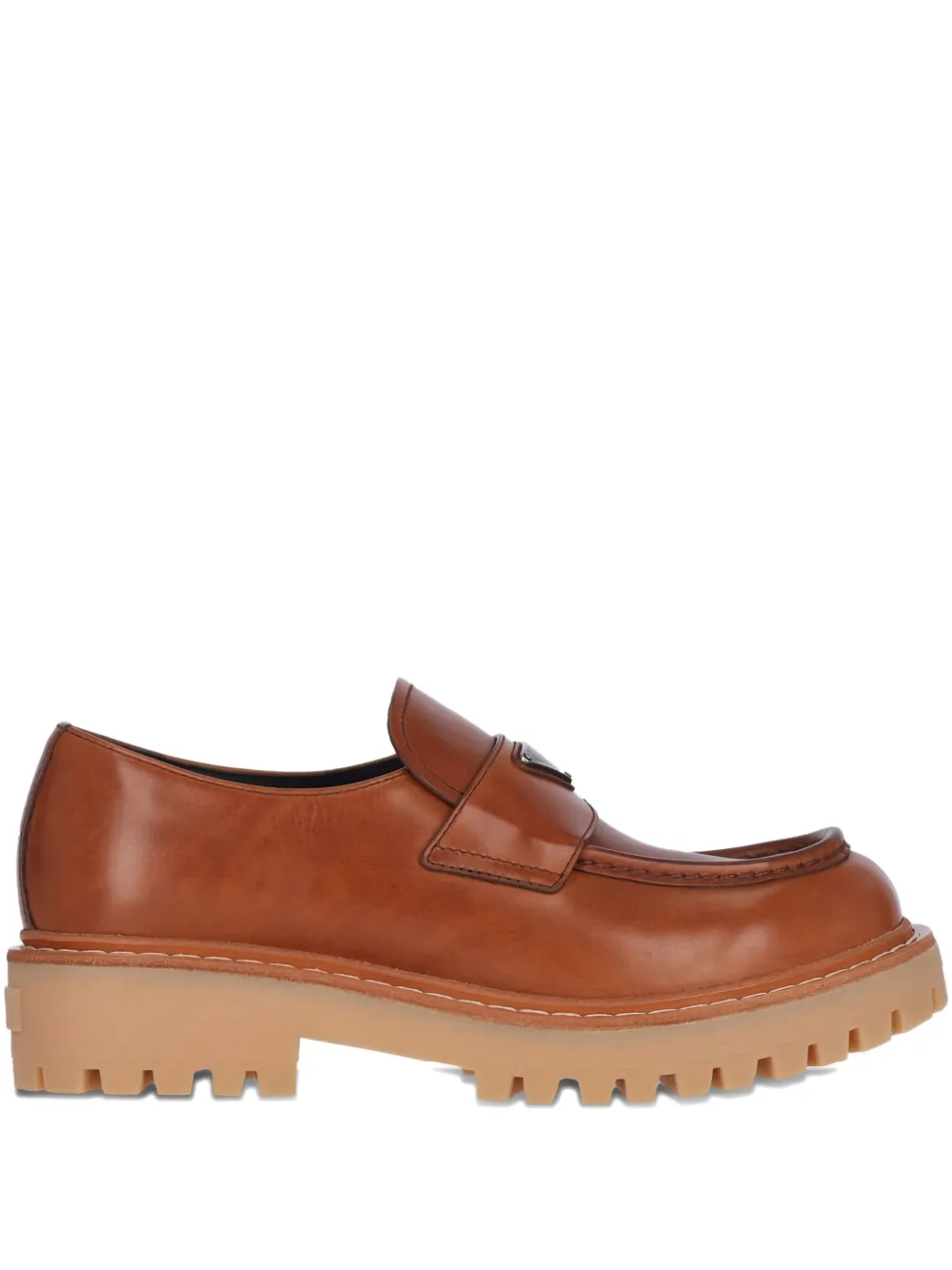 

Лоферы на платформе с логотипом Prada, коричневый