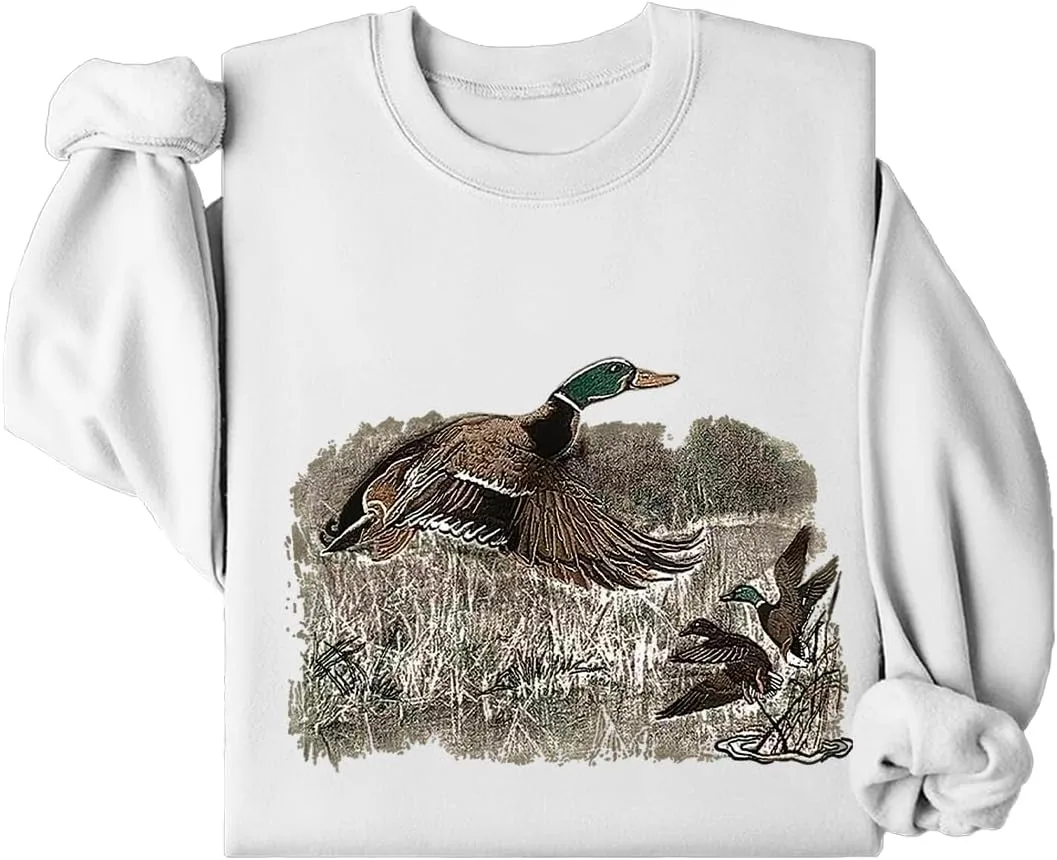 

Винтажный свитшот с уткой Mallard, осенняя толстовка для охоты