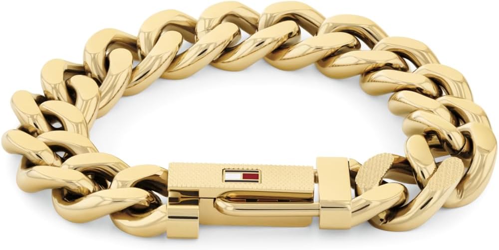 

Мужские украшения Tommy Hilfiger - регулируемый браслет-цепочка из нержавеющей стали с раскладывающейся застежкой - современный и стильный - модный аксессуар, подарок для него, Gold Plated