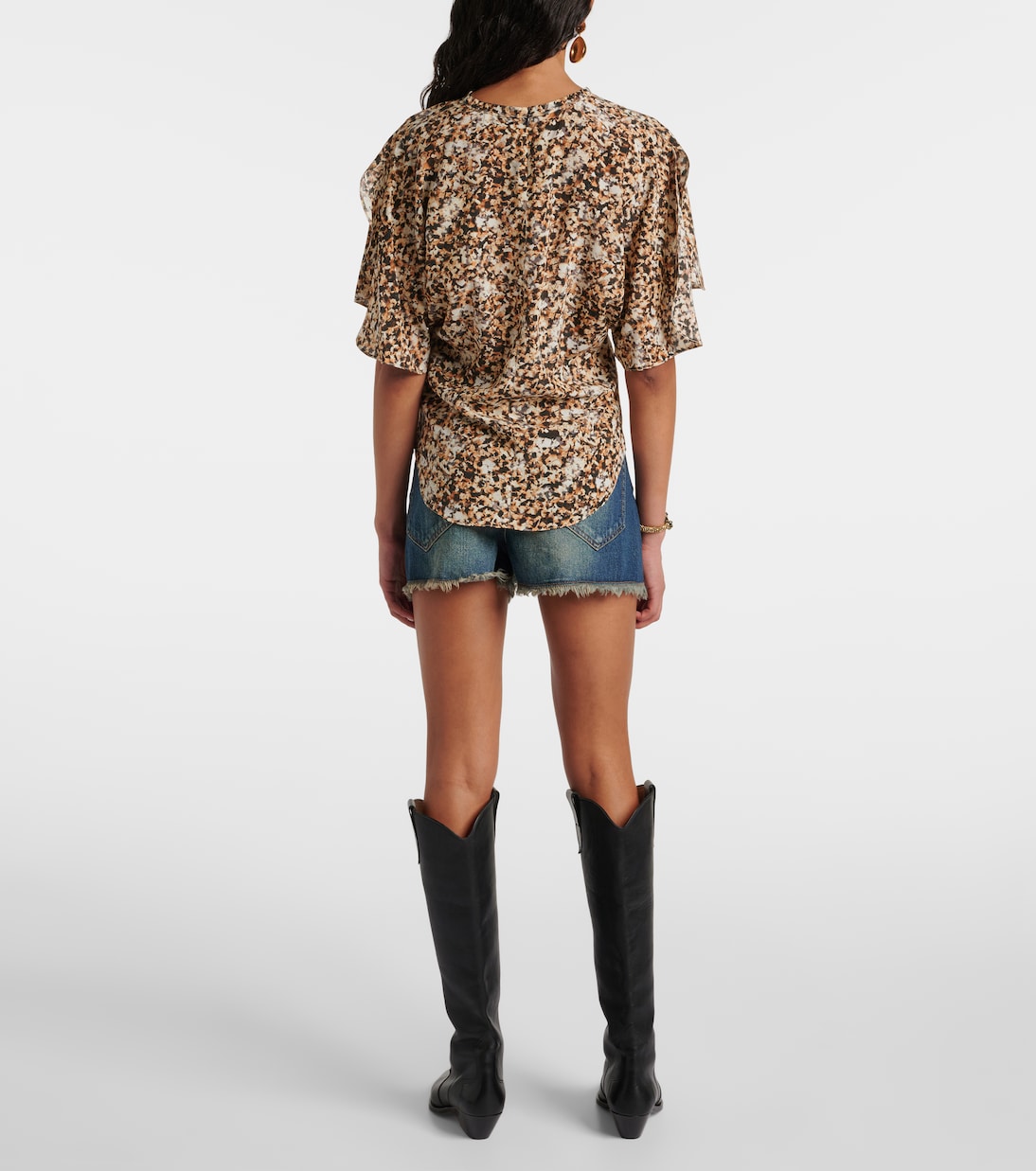Блузка Karlita с принтом из смесового шелка Isabel Marant, Ochre — фото 3