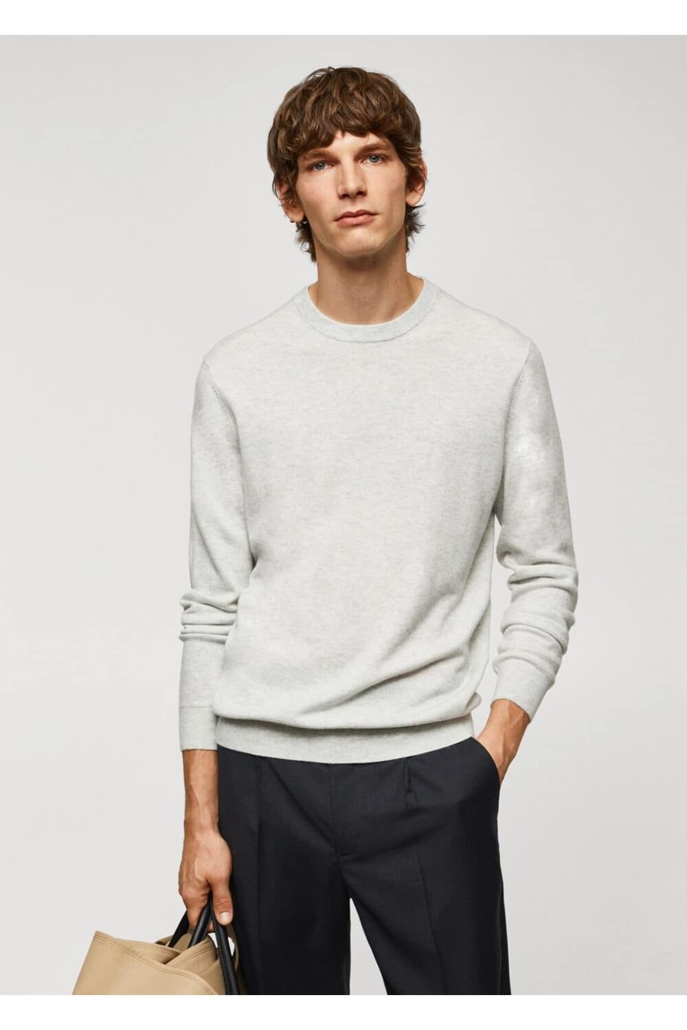 

Свитер Fine Knitwear из смесовой шерсти Mango, серый