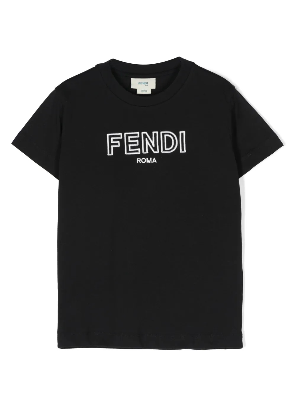 

Футболка с вышитым логотипом FENDI KIDS, черный