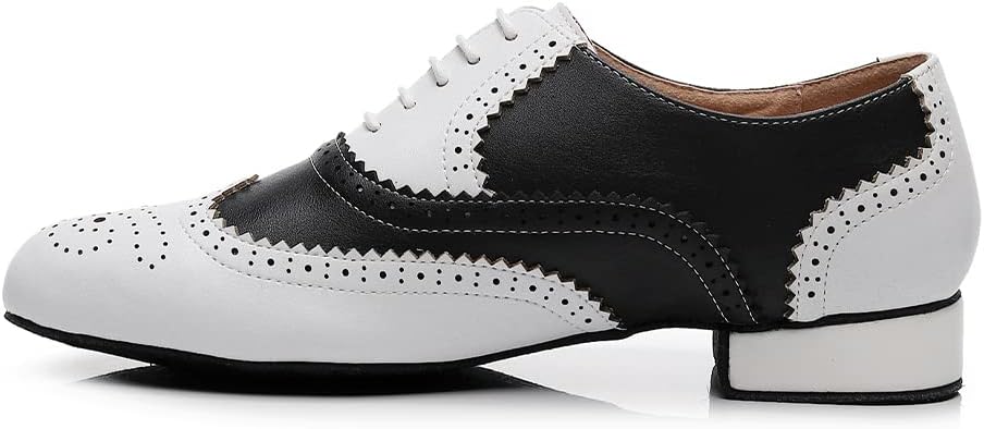 

Мужские латинские танцевальные туфли JUODVMP, дышащие, каблук 1, кожа, для бальных и танго, модель 401, белый