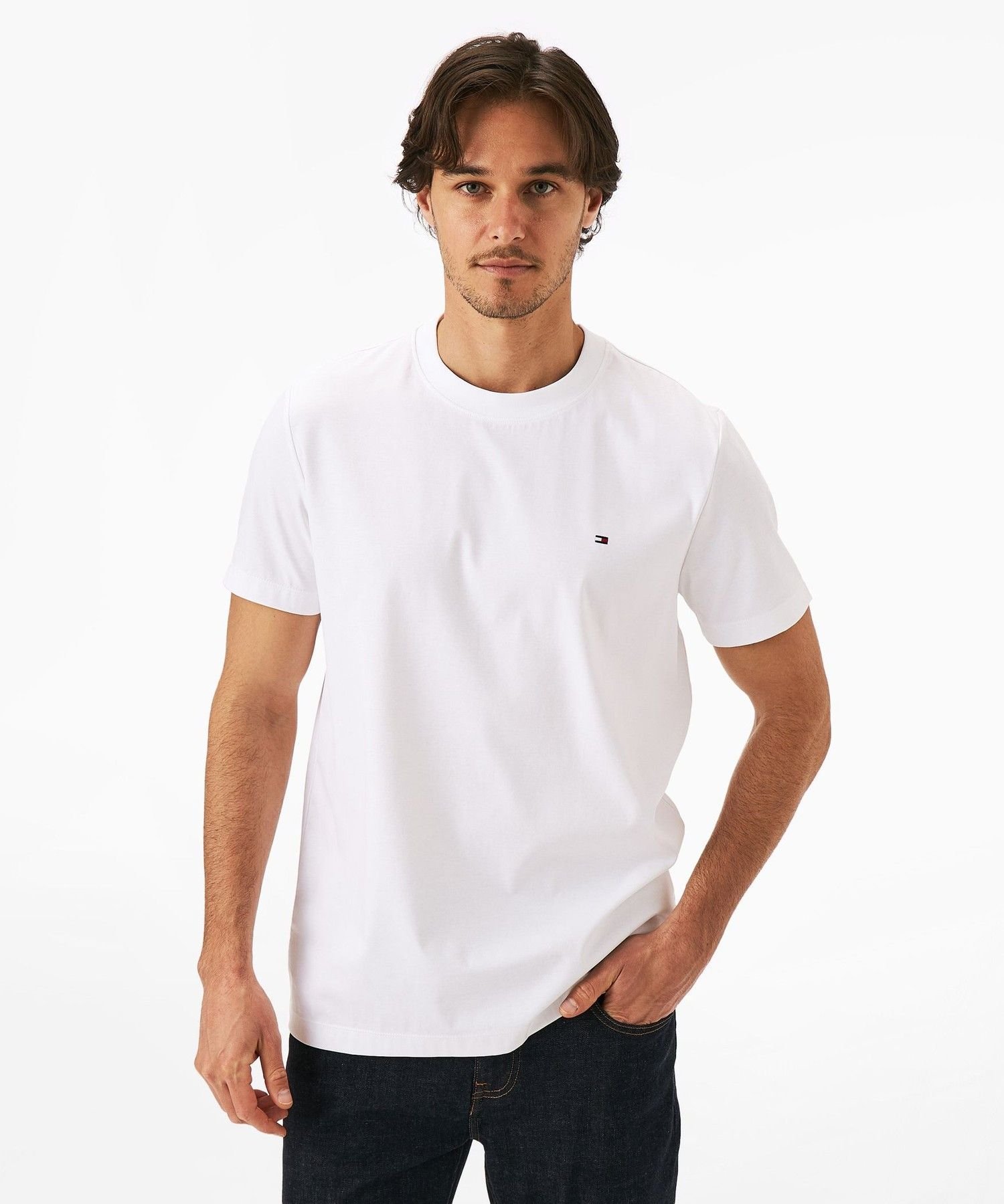 Роскошная футболка из трикотажа интерлок TOMMY HILFIGER, White YBR