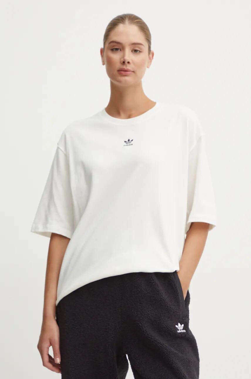 

Хлопковая футболка adidas Originals, бежевый