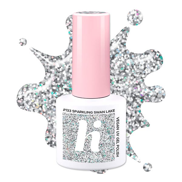 

Полуперманентный лак для ногтей HI HYBRID Vegan UV Gel Polish Glitter, 133 Sparkling Swan Lake