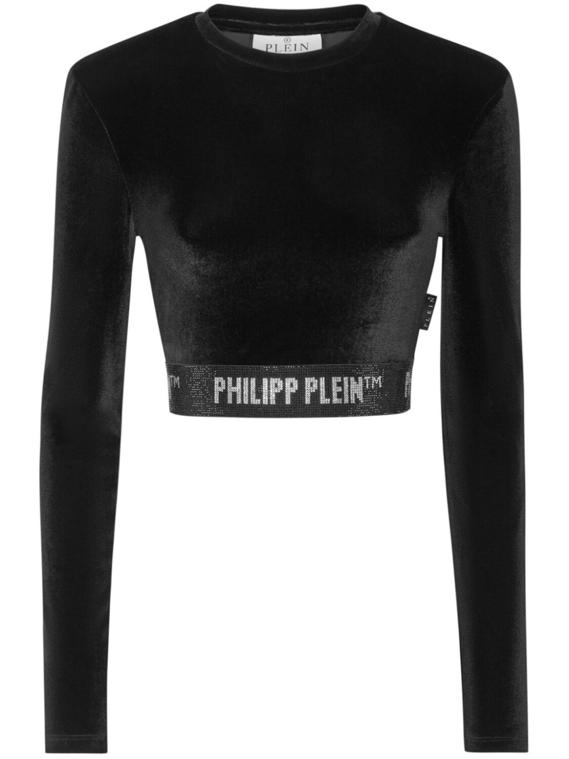 

Philipp Plein укороченный бархатный топ с длинными рукавами, черный